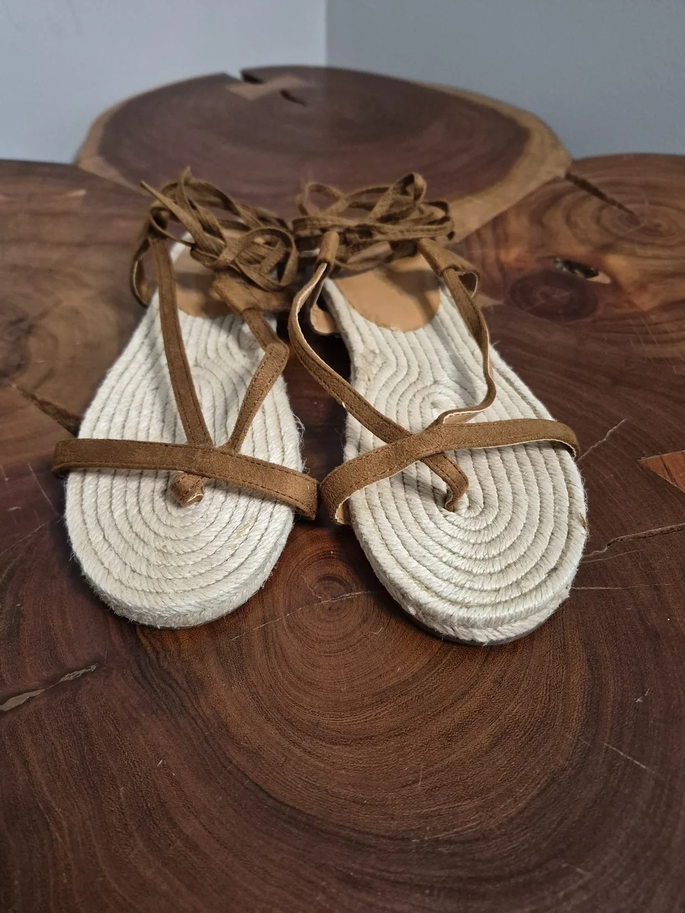 Banana Republic Factory Strappy Lace-Up Espadrille Sandals Cognac - 7.5